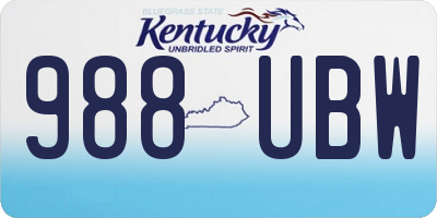 KY license plate 988UBW