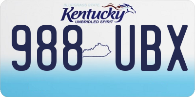 KY license plate 988UBX