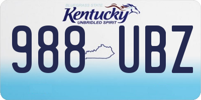 KY license plate 988UBZ