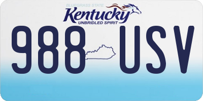 KY license plate 988USV