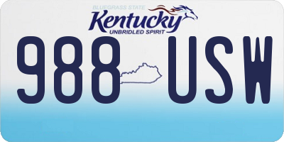 KY license plate 988USW