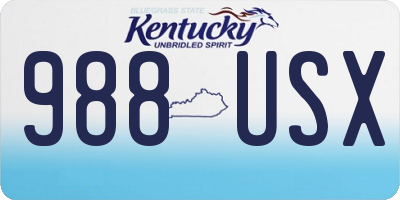 KY license plate 988USX