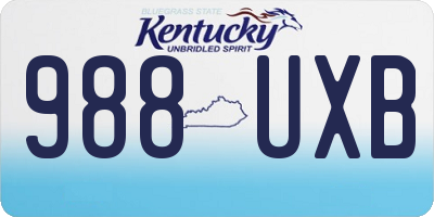 KY license plate 988UXB