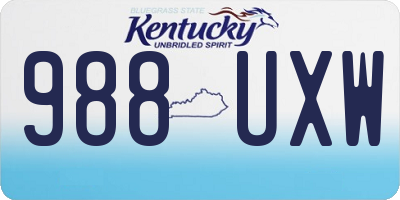 KY license plate 988UXW