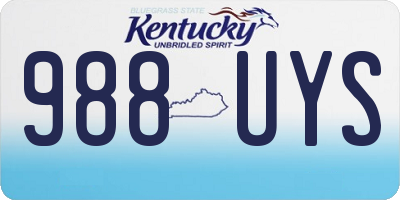 KY license plate 988UYS