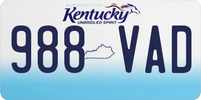 KY license plate 988VAD