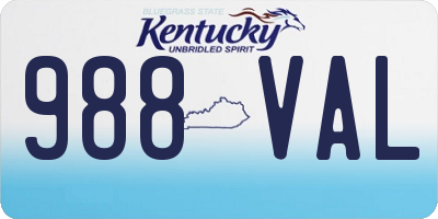 KY license plate 988VAL