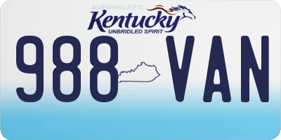 KY license plate 988VAN