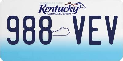 KY license plate 988VEV