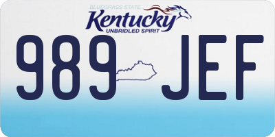 KY license plate 989JEF