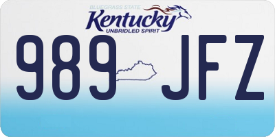 KY license plate 989JFZ