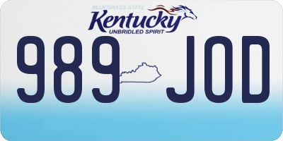 KY license plate 989JOD
