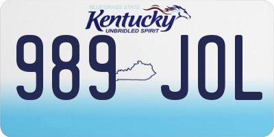 KY license plate 989JOL