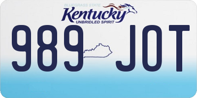 KY license plate 989JOT