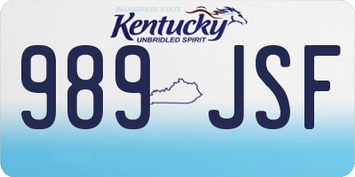 KY license plate 989JSF