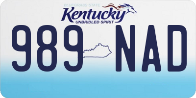 KY license plate 989NAD