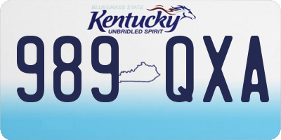 KY license plate 989QXA