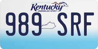 KY license plate 989SRF