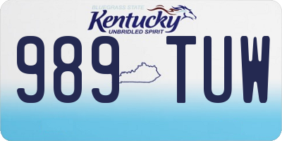KY license plate 989TUW