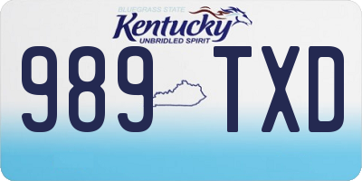 KY license plate 989TXD
