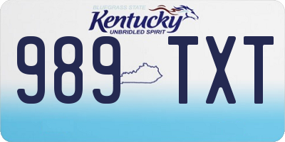KY license plate 989TXT