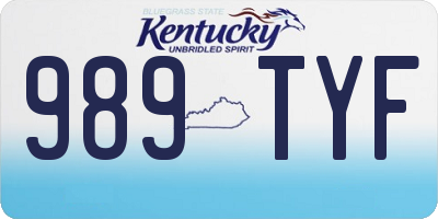 KY license plate 989TYF