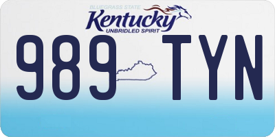 KY license plate 989TYN