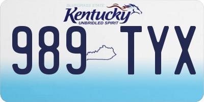 KY license plate 989TYX