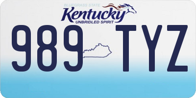 KY license plate 989TYZ