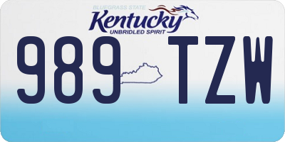 KY license plate 989TZW