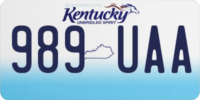 KY license plate 989UAA