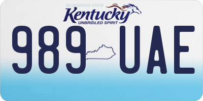KY license plate 989UAE