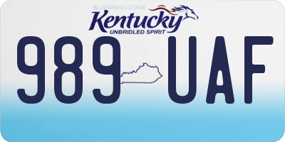 KY license plate 989UAF