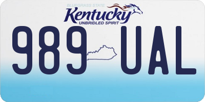 KY license plate 989UAL