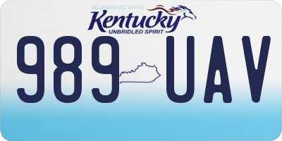KY license plate 989UAV
