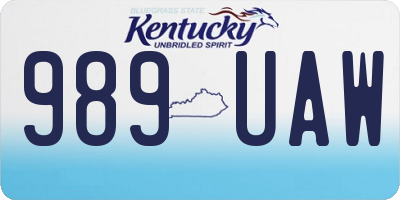 KY license plate 989UAW