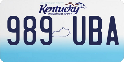 KY license plate 989UBA