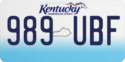 KY license plate 989UBF