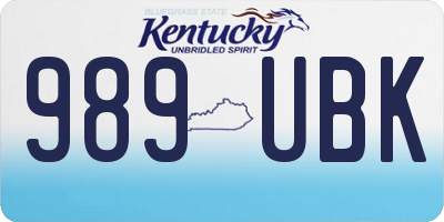 KY license plate 989UBK