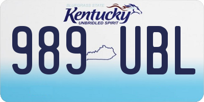 KY license plate 989UBL