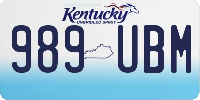 KY license plate 989UBM