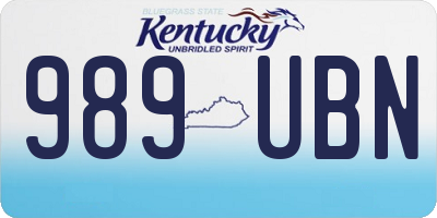 KY license plate 989UBN