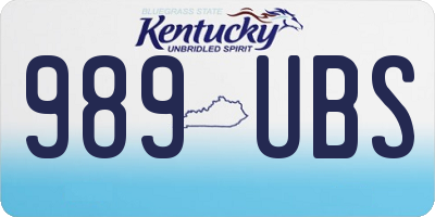 KY license plate 989UBS