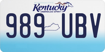 KY license plate 989UBV