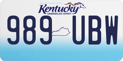 KY license plate 989UBW
