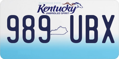 KY license plate 989UBX
