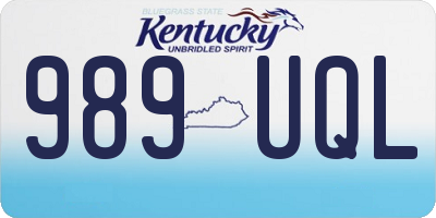 KY license plate 989UQL