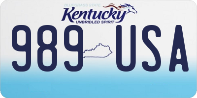 KY license plate 989USA