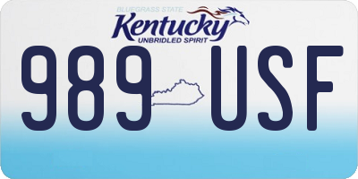 KY license plate 989USF