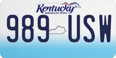 KY license plate 989USW